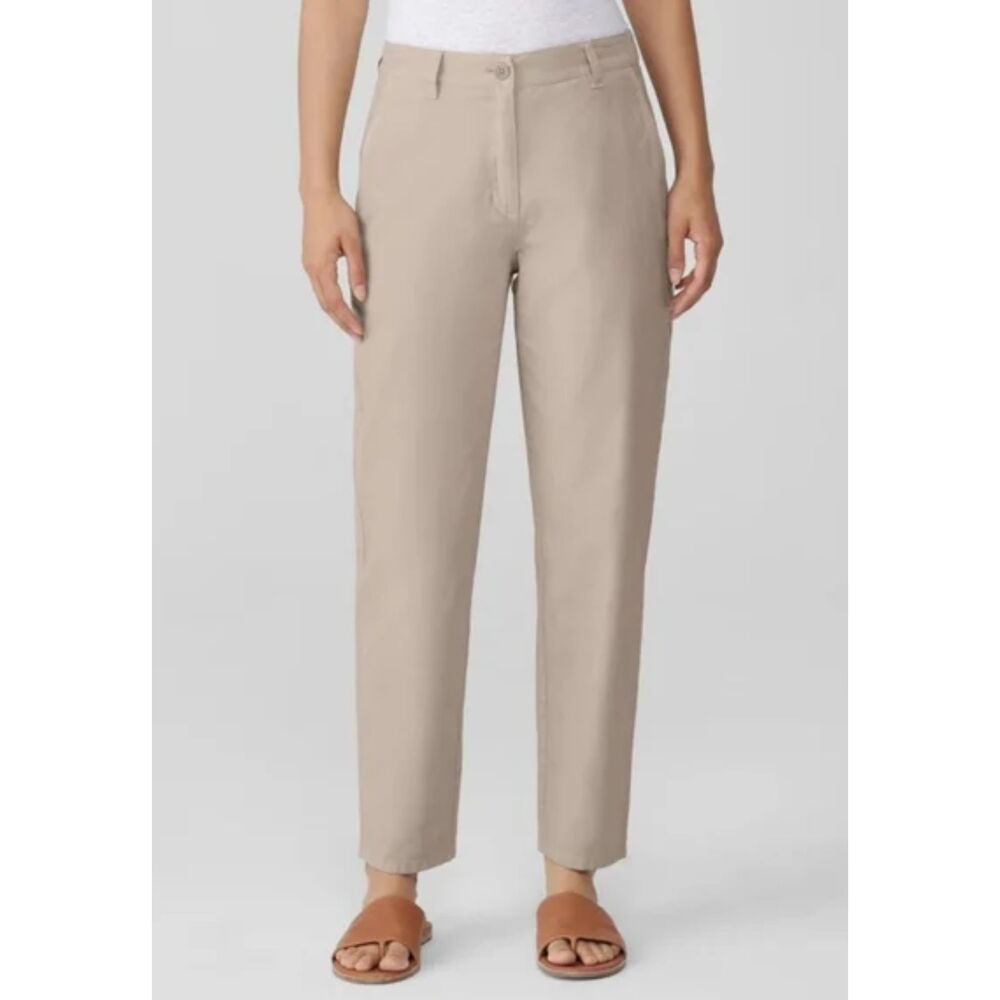 NWT EILEEN FISHER High Waisted Tapered Ankle Pant in Wheat Tan Size 16